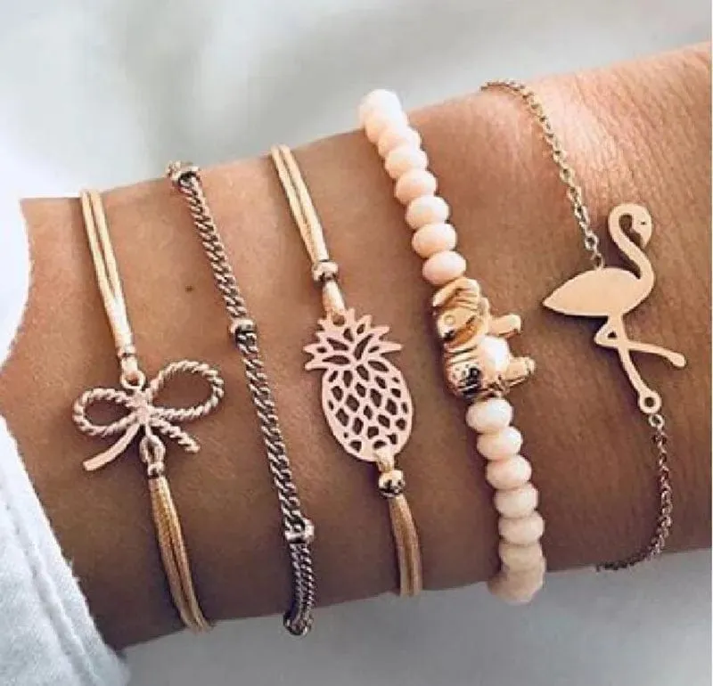 Chic Geometric Bracelet and Bangle Sets for Women with Vintage Star Map, Hand Heart Charm, Beads, Chains – Trendy Fashion Jewelry Accessories