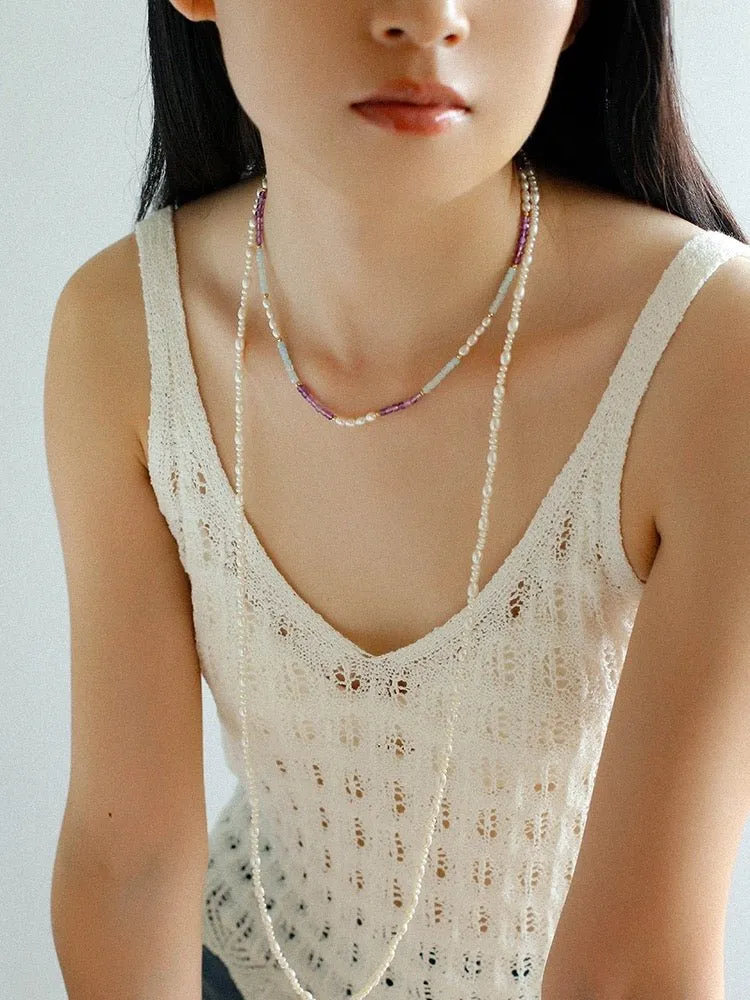 Classic Mixed Freshwater Pearl Long Style Necklace