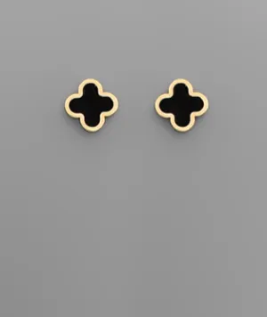 Clover Black Stud Earrings