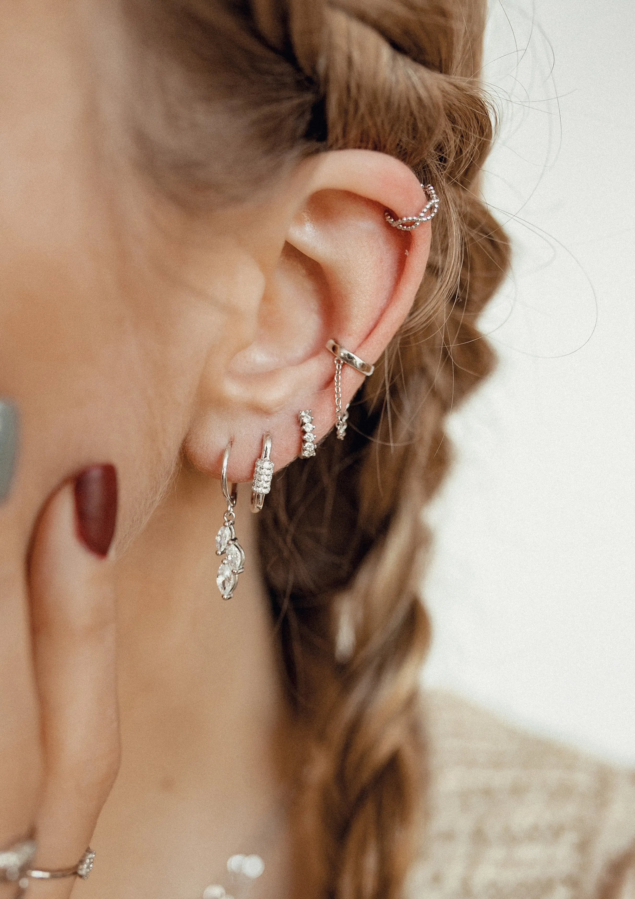 Cluster Huggie Earrings Sterling Silver