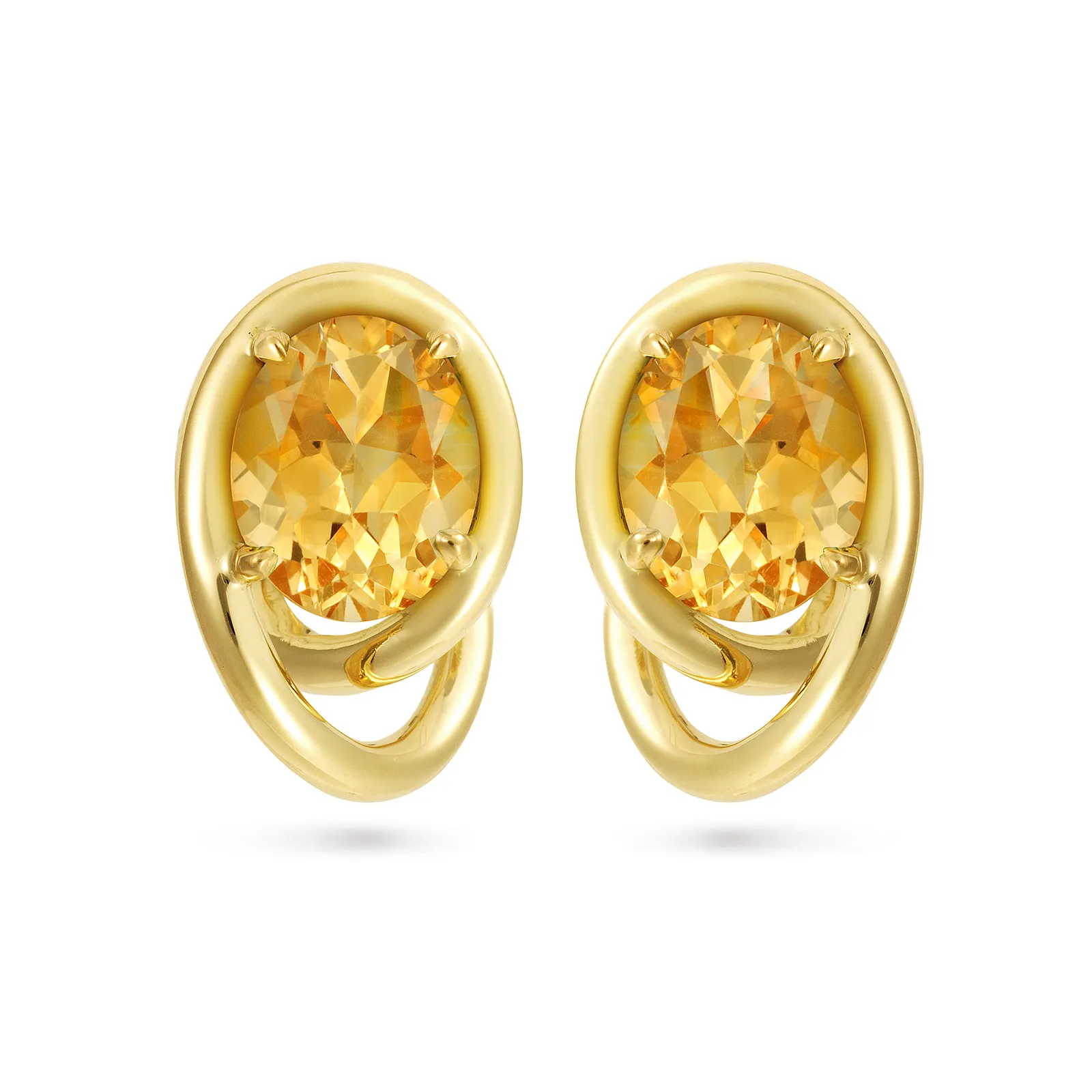 Contour Swirl Citrine and Yellow Gold Earrings