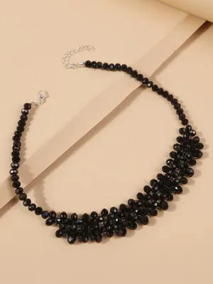 Crystal Black Beaded Necklace for Women Girls Accessories Jewelry Gifts Gift for