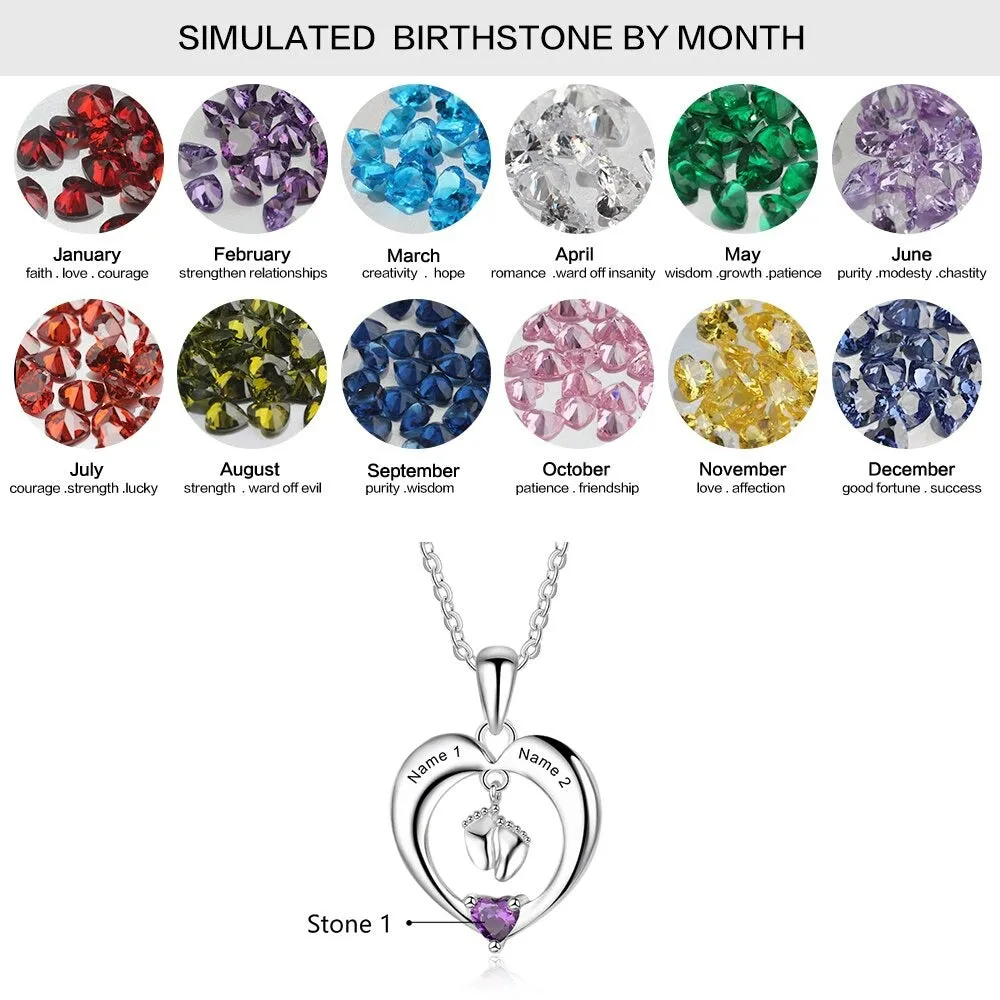 Customized Birthstone Baby Feet Necklace