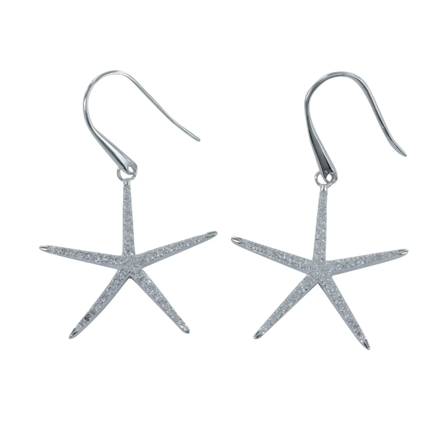 CZ Starfish Drop Earrings