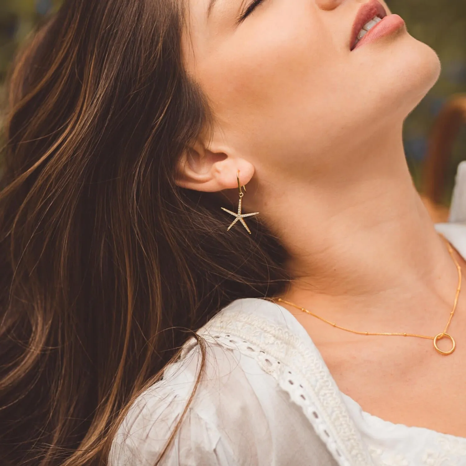 CZ Starfish Drop Earrings