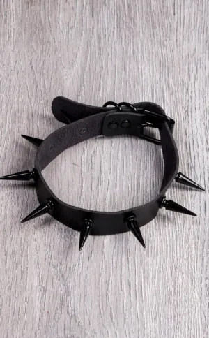 Dark Malevolence Spiked Choker in Black