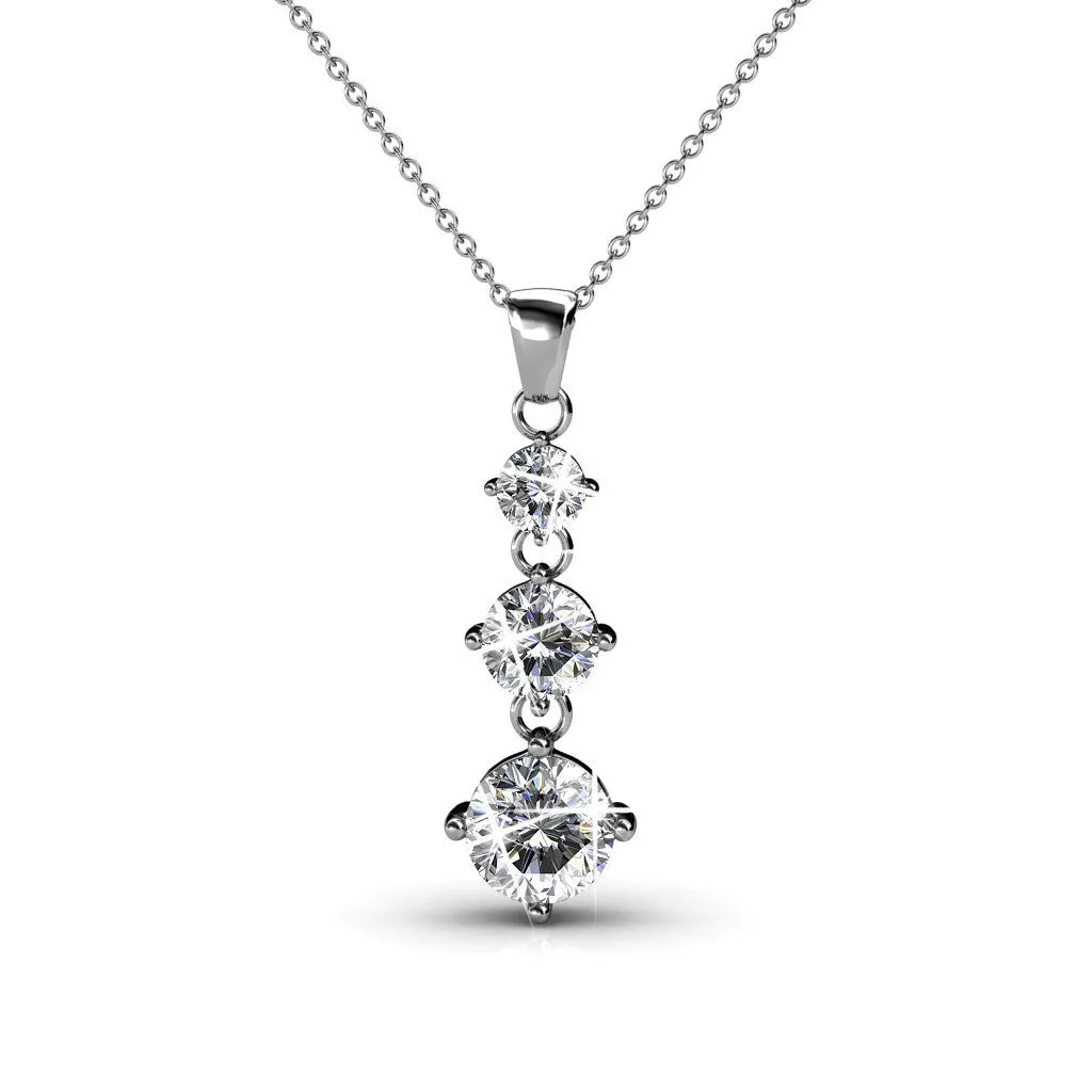 Delilah 18k White Gold Plated Drop Pendant Necklace with Crystals