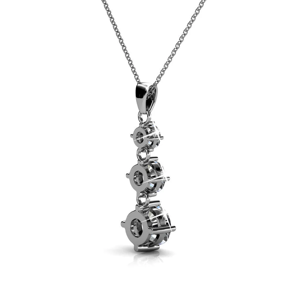 Delilah 18k White Gold Plated Drop Pendant Necklace with Crystals