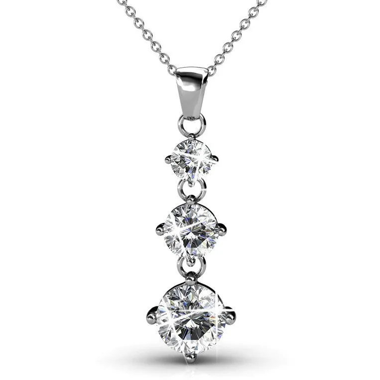 Delilah 18k White Gold Plated Drop Pendant Necklace with Crystals