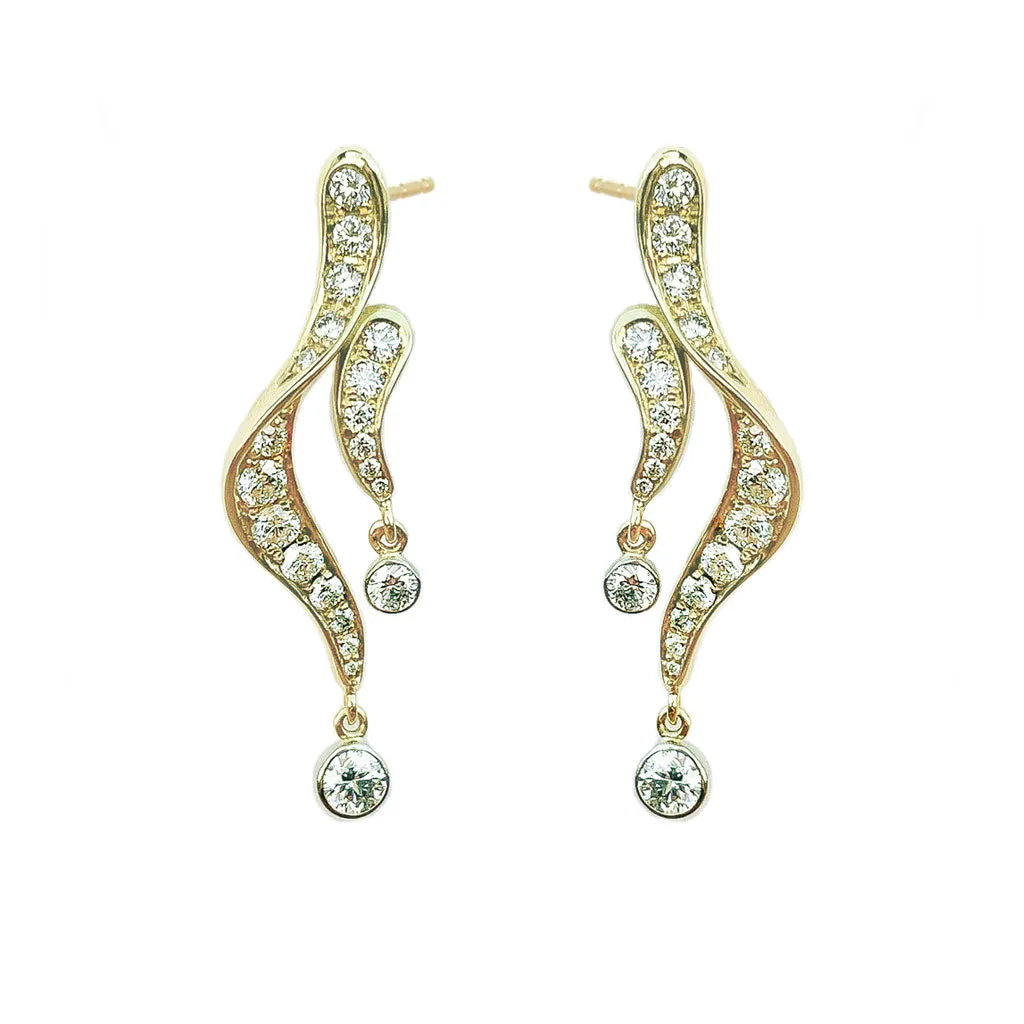 Diamond Drip Earrings in Yellow Gold