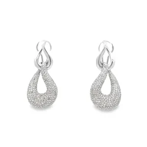 Diamond Infinity 18k White Gold Teardrop Earrings