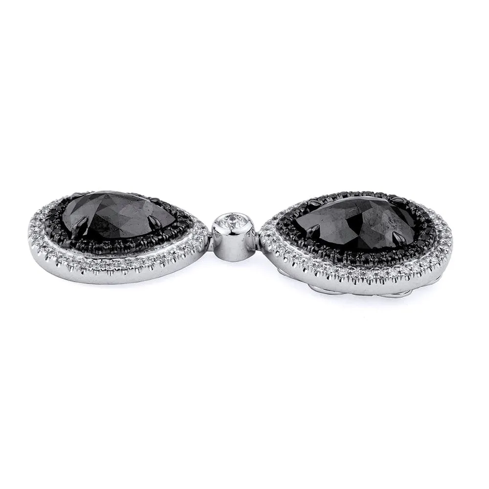 Double Drop Pear Black Diamond Earrings ER250