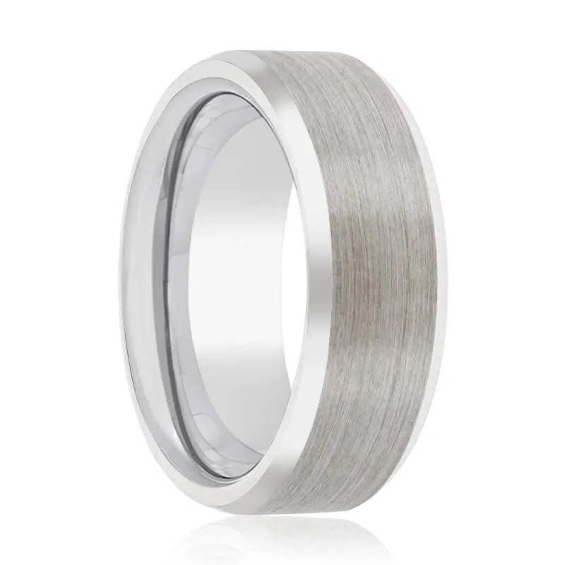 FALKOR | Silver Ring, Silver Tungsten Ring, Brushed, Beveled