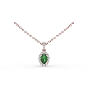 Fana Emerald and Diamond Halo Necklace