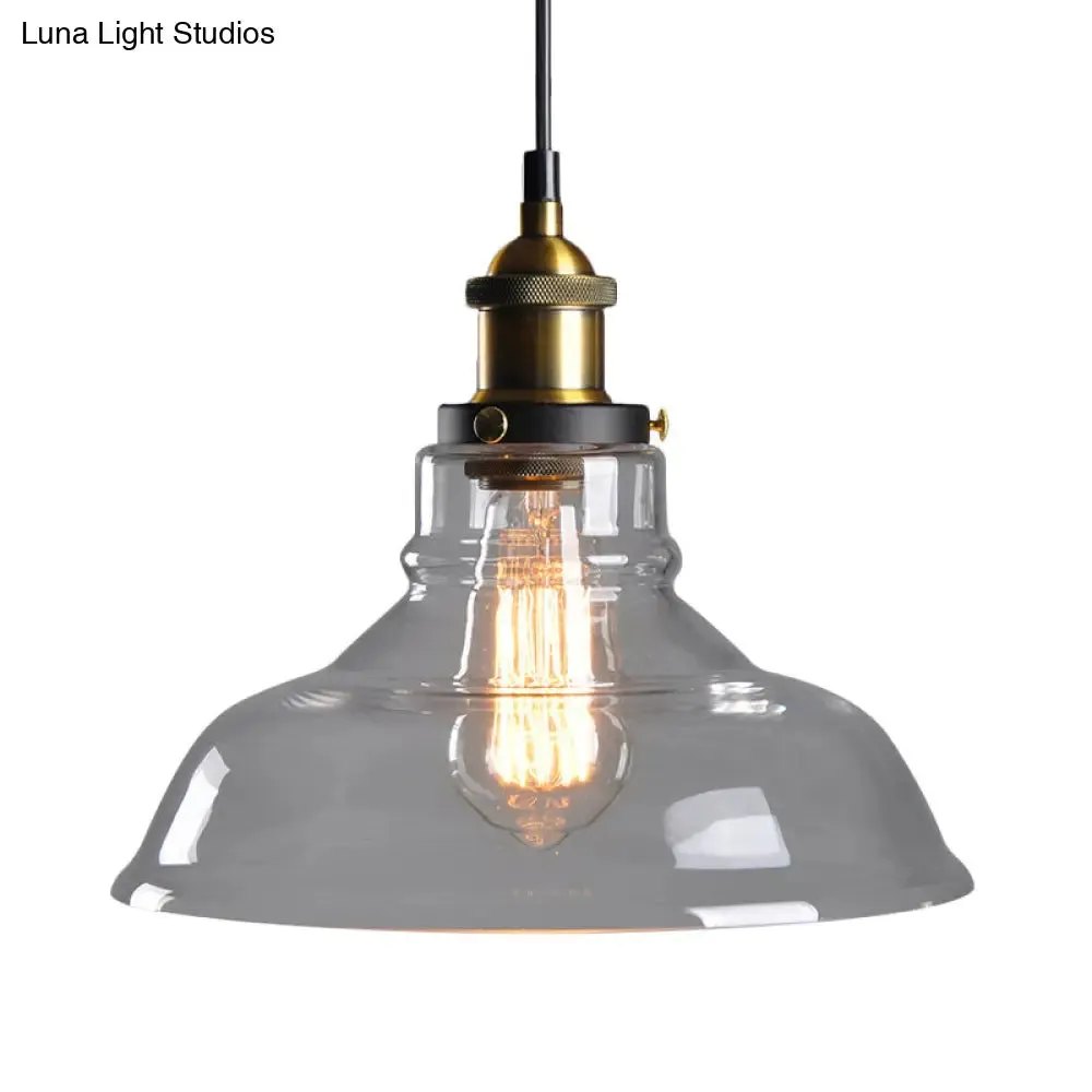 Farmhouse Pendant Lamp with Amber Glass Shade - Stylish Single-Bulb Ceiling Light for Dining Room