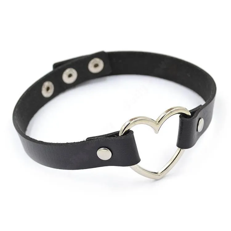 Faux Leather Heart Breaker Choker