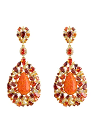 Fernanda Fire Opal Drop Earrings Gold