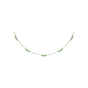 Five Stone Emerald and Diamond Station Necklace