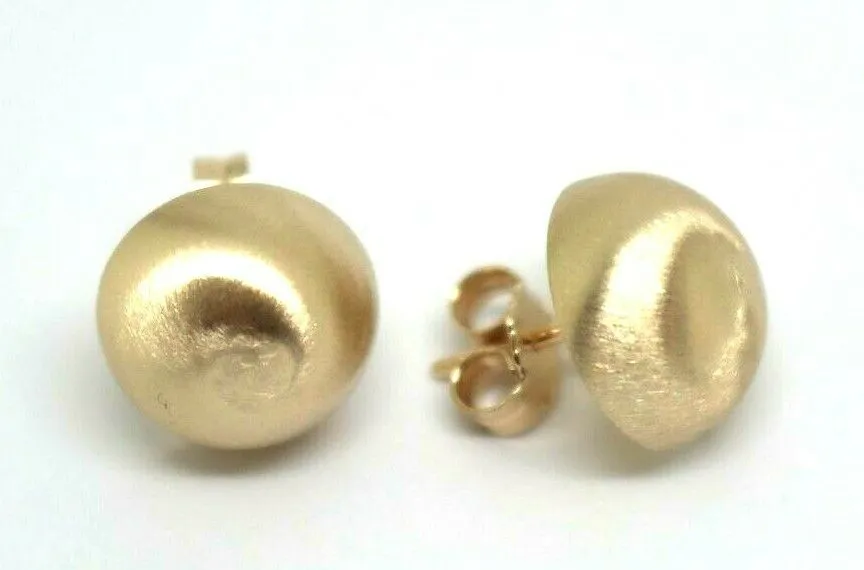 Genuine 9ct 9K Solid Yellow, Rose or White Gold 12mm Frosted Stud Half Ball Earrings