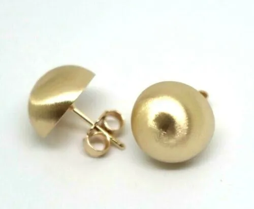 Genuine 9ct 9K Solid Yellow, Rose or White Gold 12mm Frosted Stud Half Ball Earrings