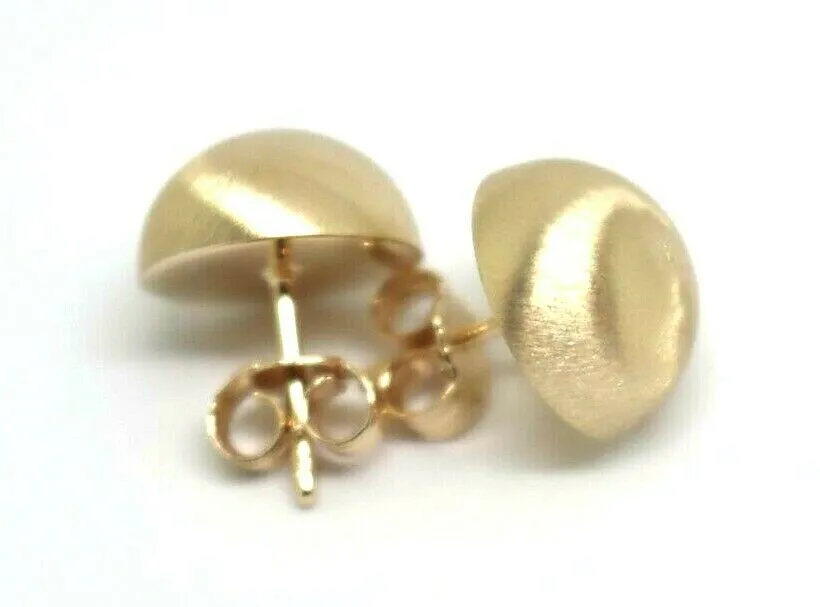 Genuine 9ct 9K Solid Yellow, Rose or White Gold 12mm Frosted Stud Half Ball Earrings