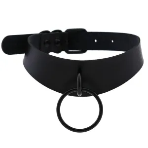 'Gothic Black mamba' O-Ring Faux PU Leather Goth Choker