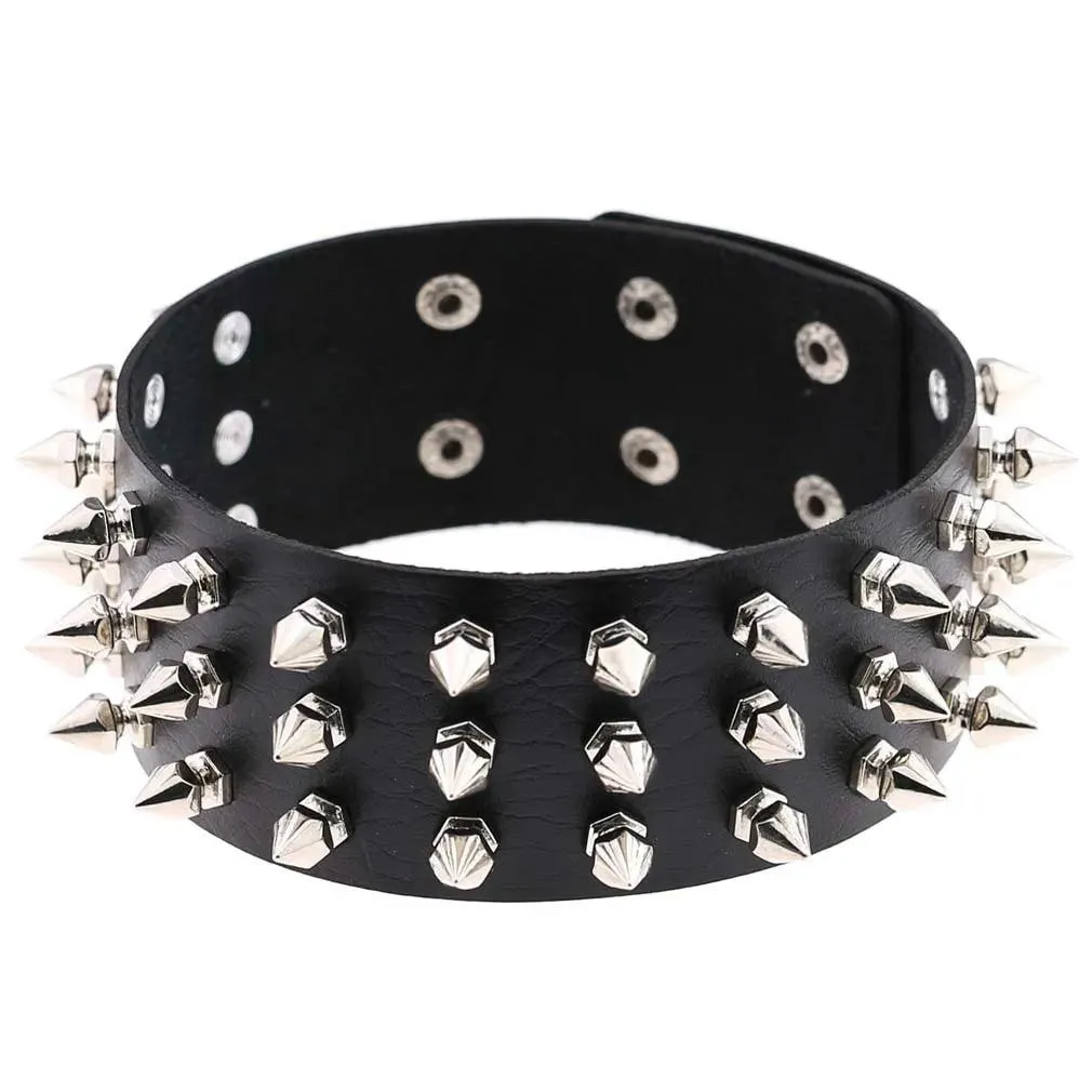 Gothic Leather Chokers - Black Set