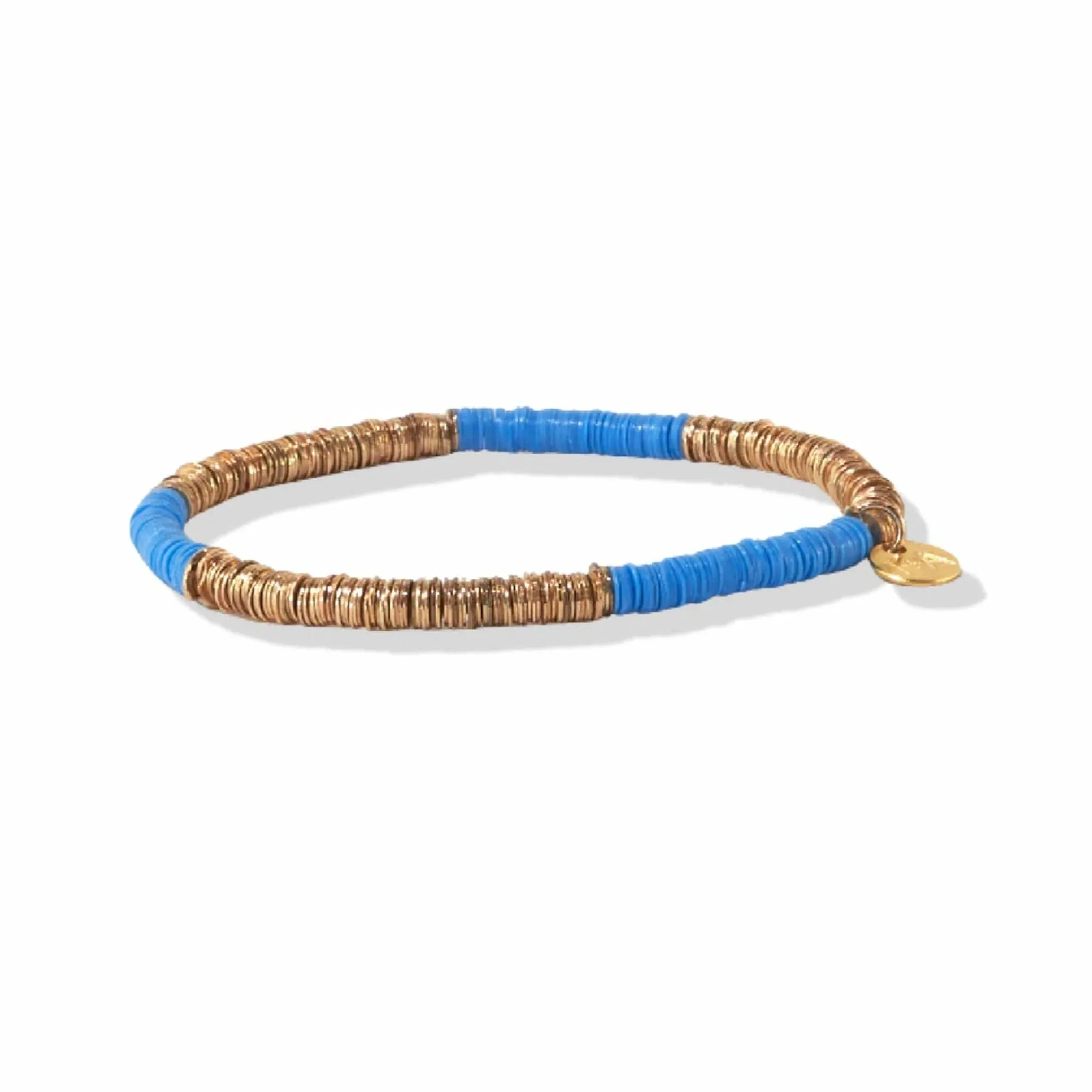 Grace Color Block Stretch Bracelet Light Blue And Gold