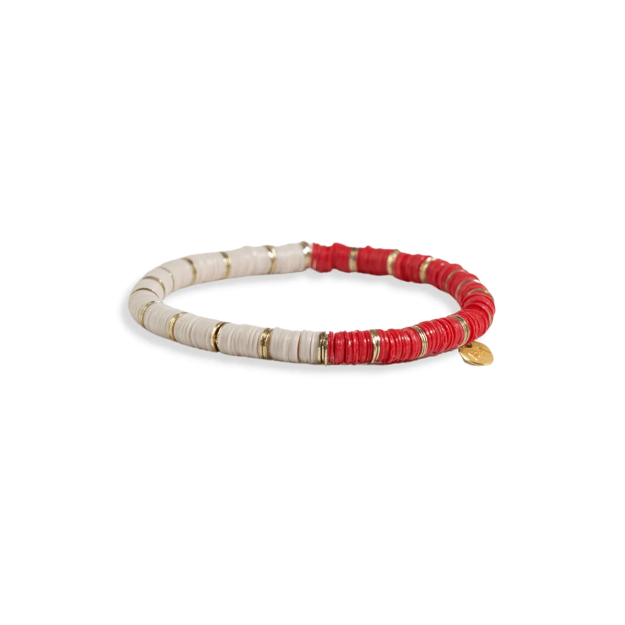 Grace Half And Half Color Block Stretch Bracelet Red