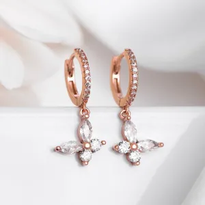 Graceful Butterfly Rose Gold Plated 925 Sterling Silver Dangle Earrings