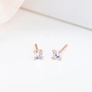 Graceful Rosettes 925 Sterling Silver Rose Gold Plated Stud Earrings