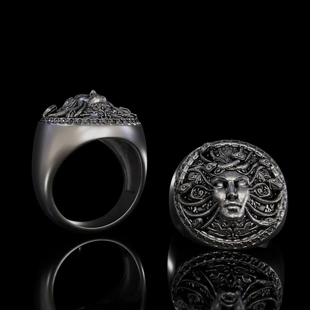 Greek Gorgon Medusa Sterling Silver Ring