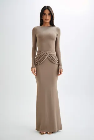 Halcyon Long Sleeve Slinky Maxi Dress - Coco