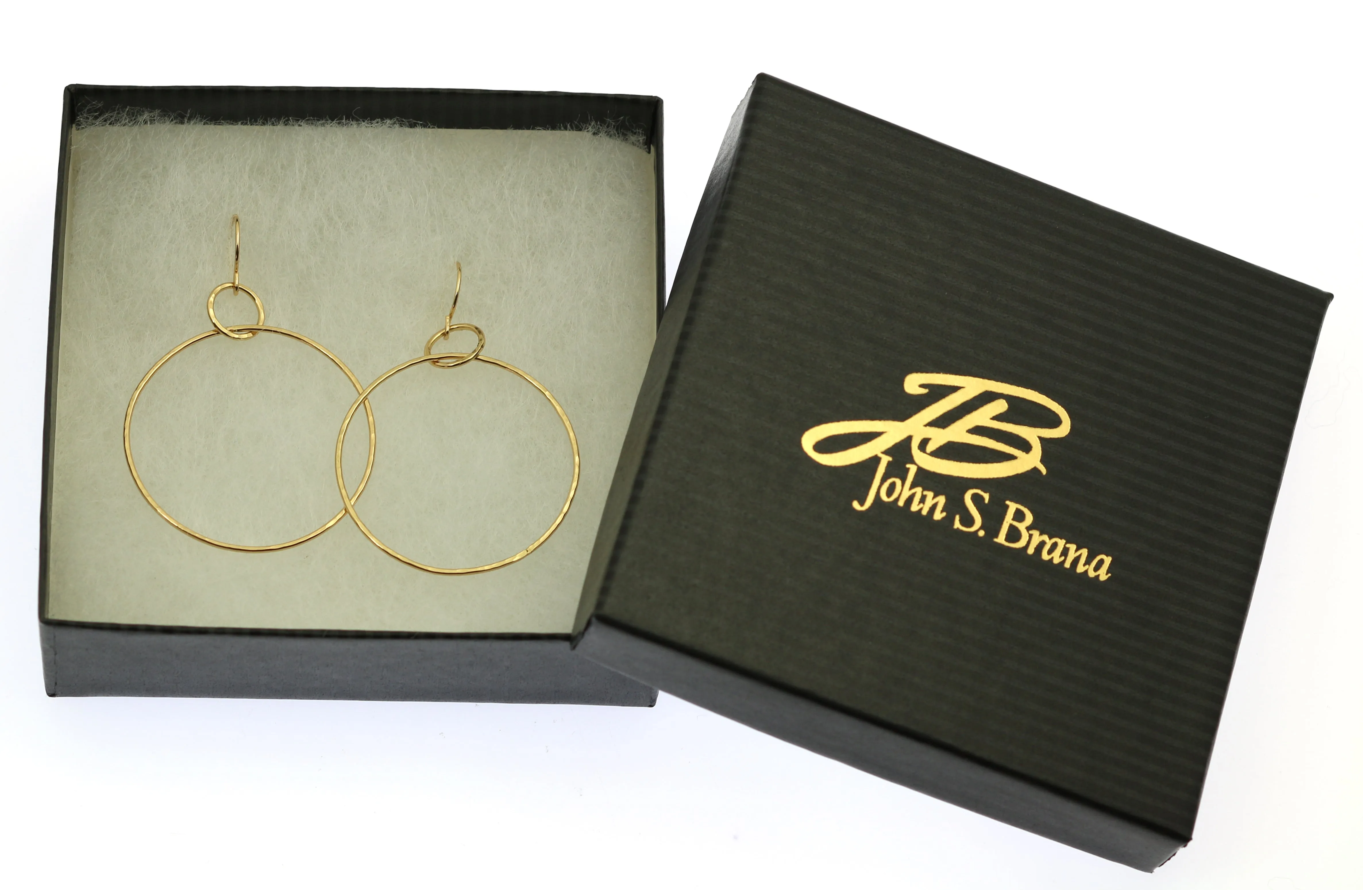 Hammered Nu Gold Brass Hoop Earrings