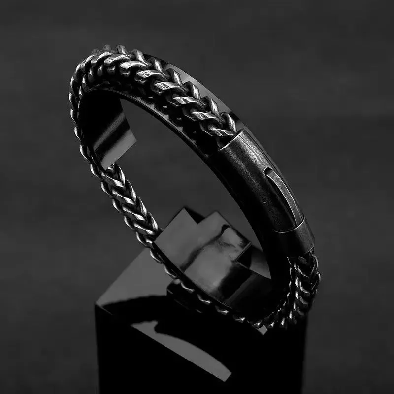 Handmade Punk Rock Titanium Steel Circular Grinding Bracelet