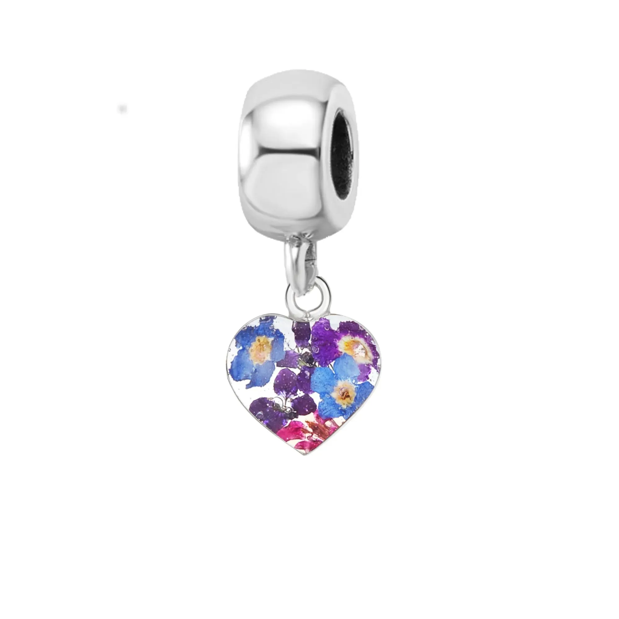 Handmade Real Flower Charm | Sterling Silver | Fits most popular charm Bracelets