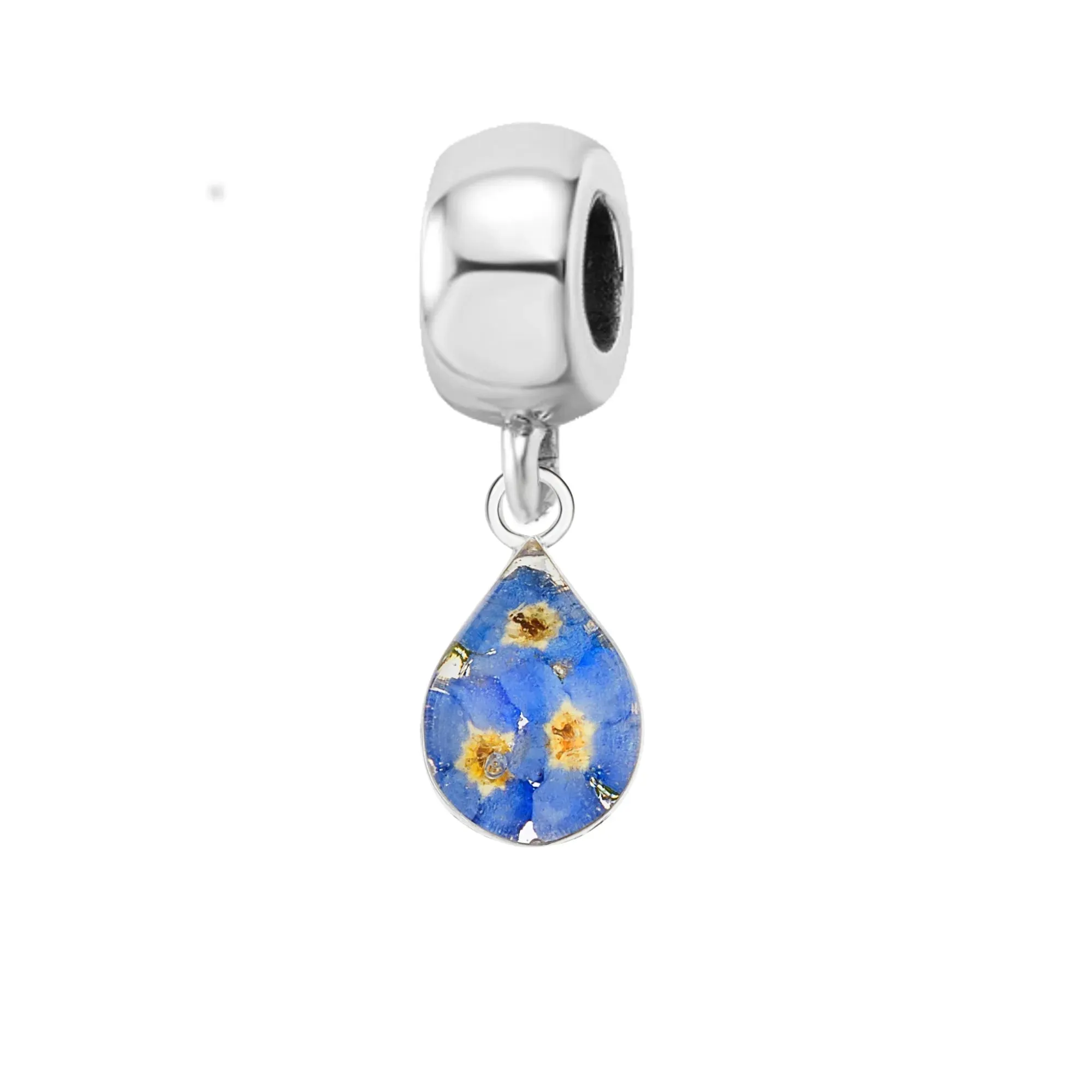 Handmade Real Flower Charm | Sterling Silver | Fits most popular charm Bracelets