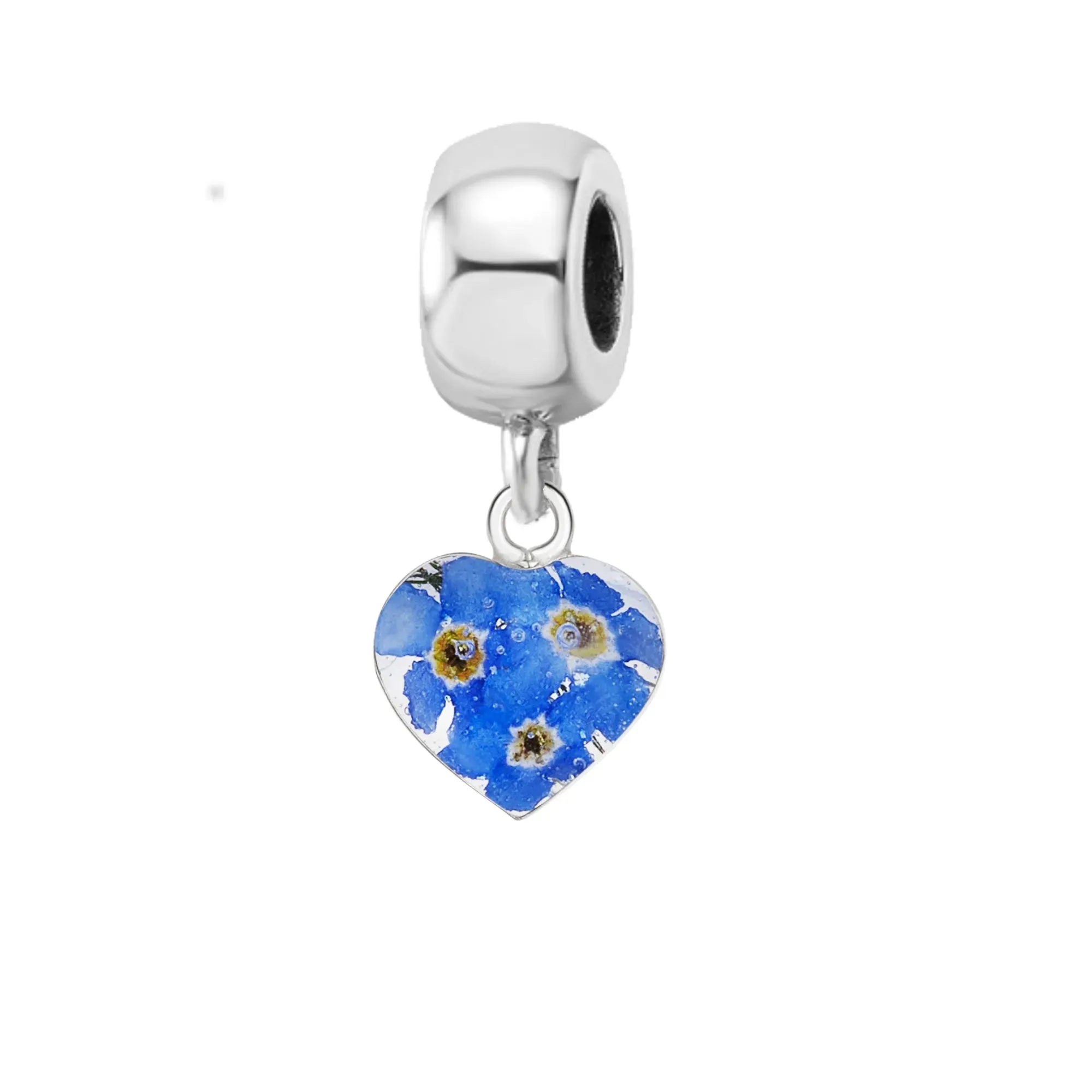 Handmade Real Flower Charm | Sterling Silver | Fits most popular charm Bracelets