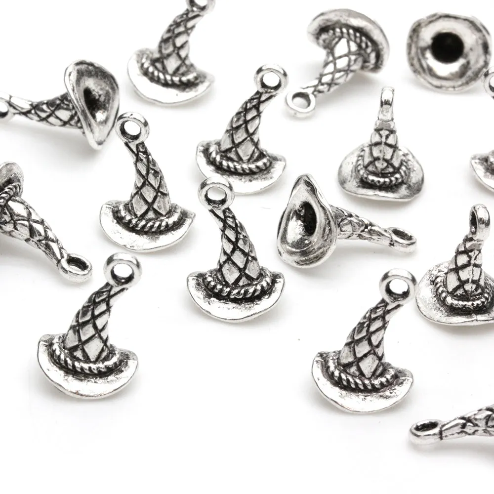 Hatched Hat Antique Silver 14x10mm - Pack of 50