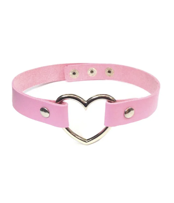 HEART CHOKER - BABY PINK