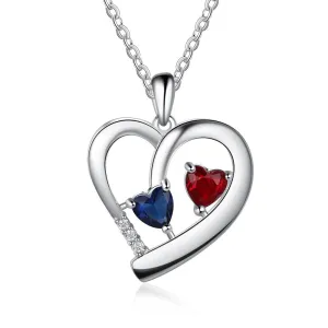 Heart Necklace with Custom Birthstone Engraving