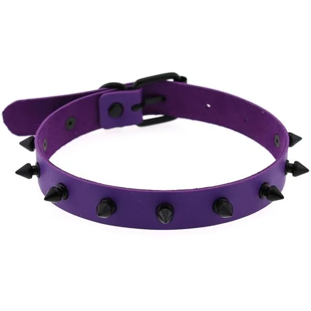 'Hellboy' Black PU Leather Spike Choker