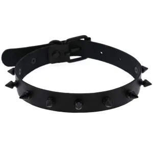 'Hellboy' Black PU Leather Spike Choker