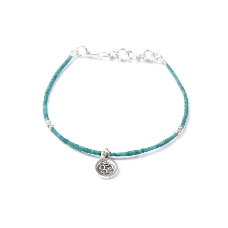 Hmong .925 Silver Heart Charm Wax String Bracelet - Thailand