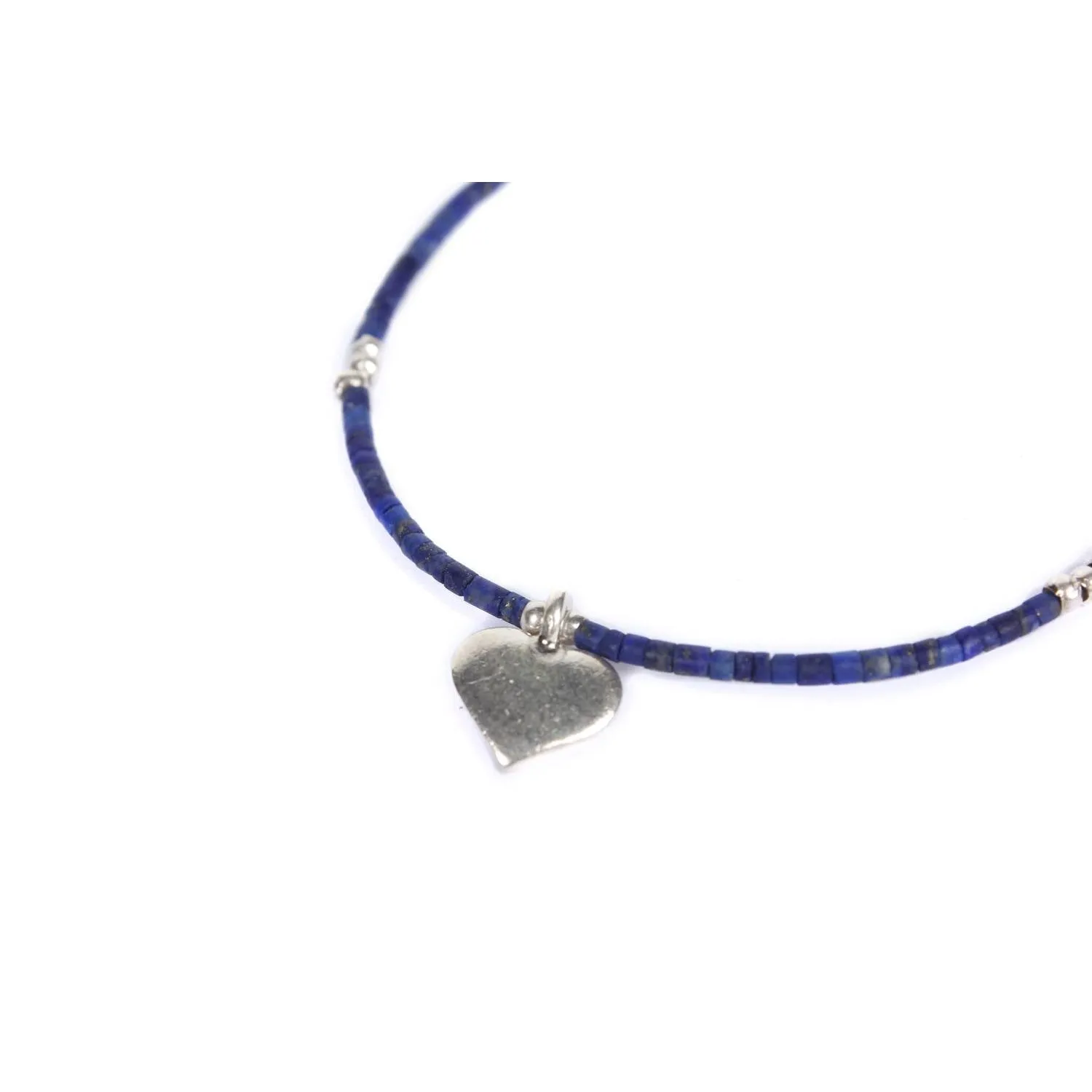 Hmong .925 Silver Heart Charm Wax String Bracelet - Thailand