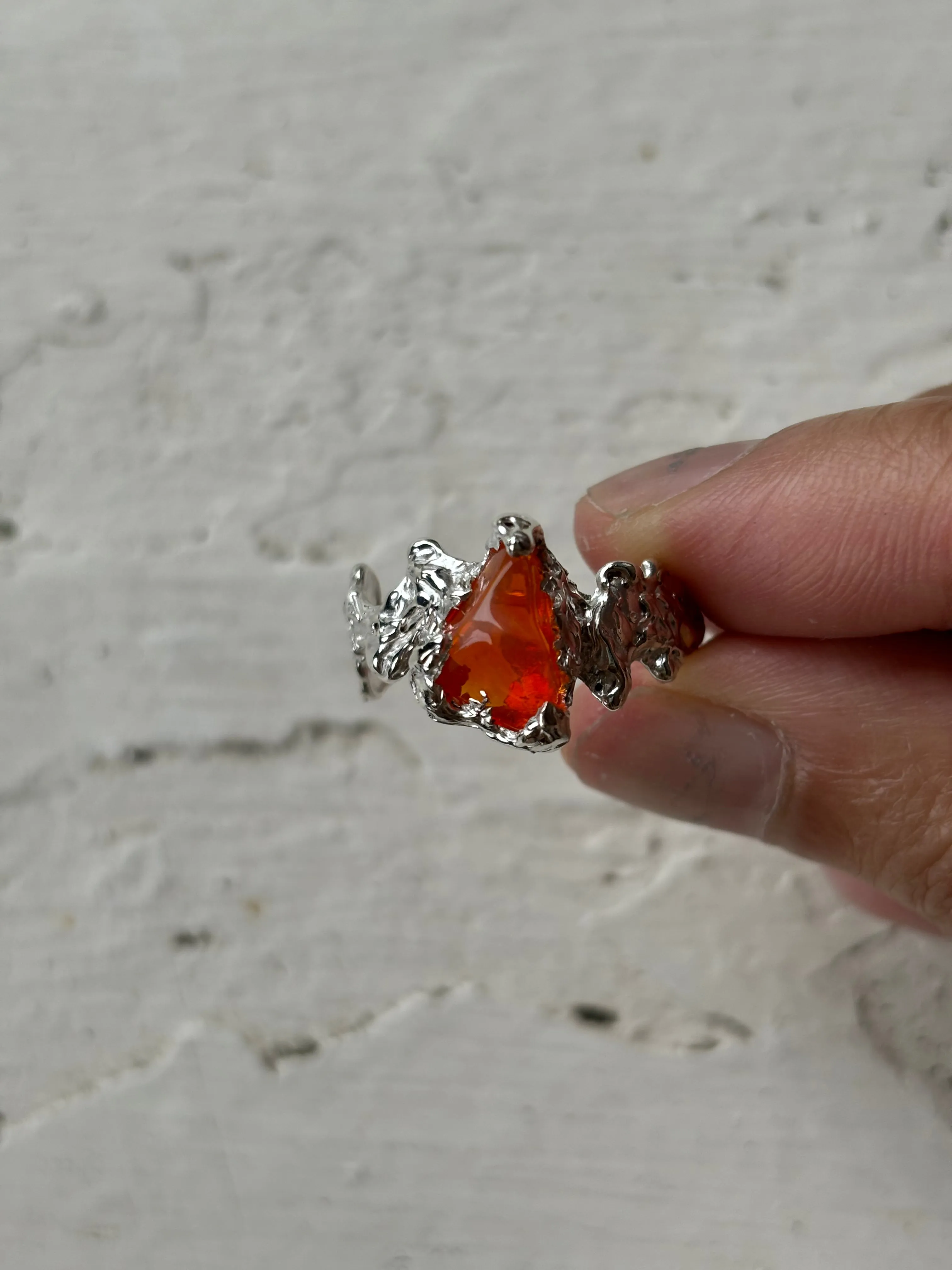 Ignite Ring - Mexican Opal - Orange/Silver