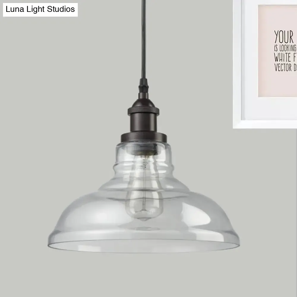 Industrial Black Pendant Light with Clear Glass Shade - Stylish Barn Hanging Lamp for Indoor Use