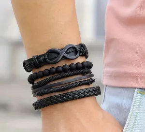 Infinty Goth-  Set Of 4 PU Leather Bracelets