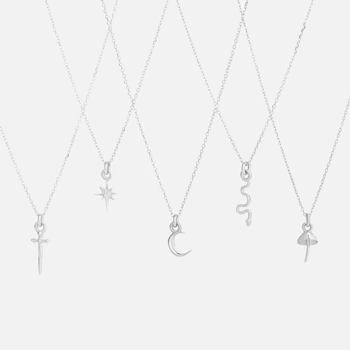 Itty Bitty Charm Necklace, Crescent, Silver