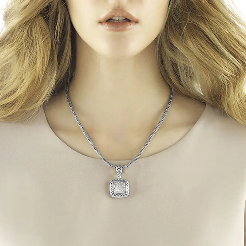 John Hardy Classic Chain Square Pendant with Diamond Pavé